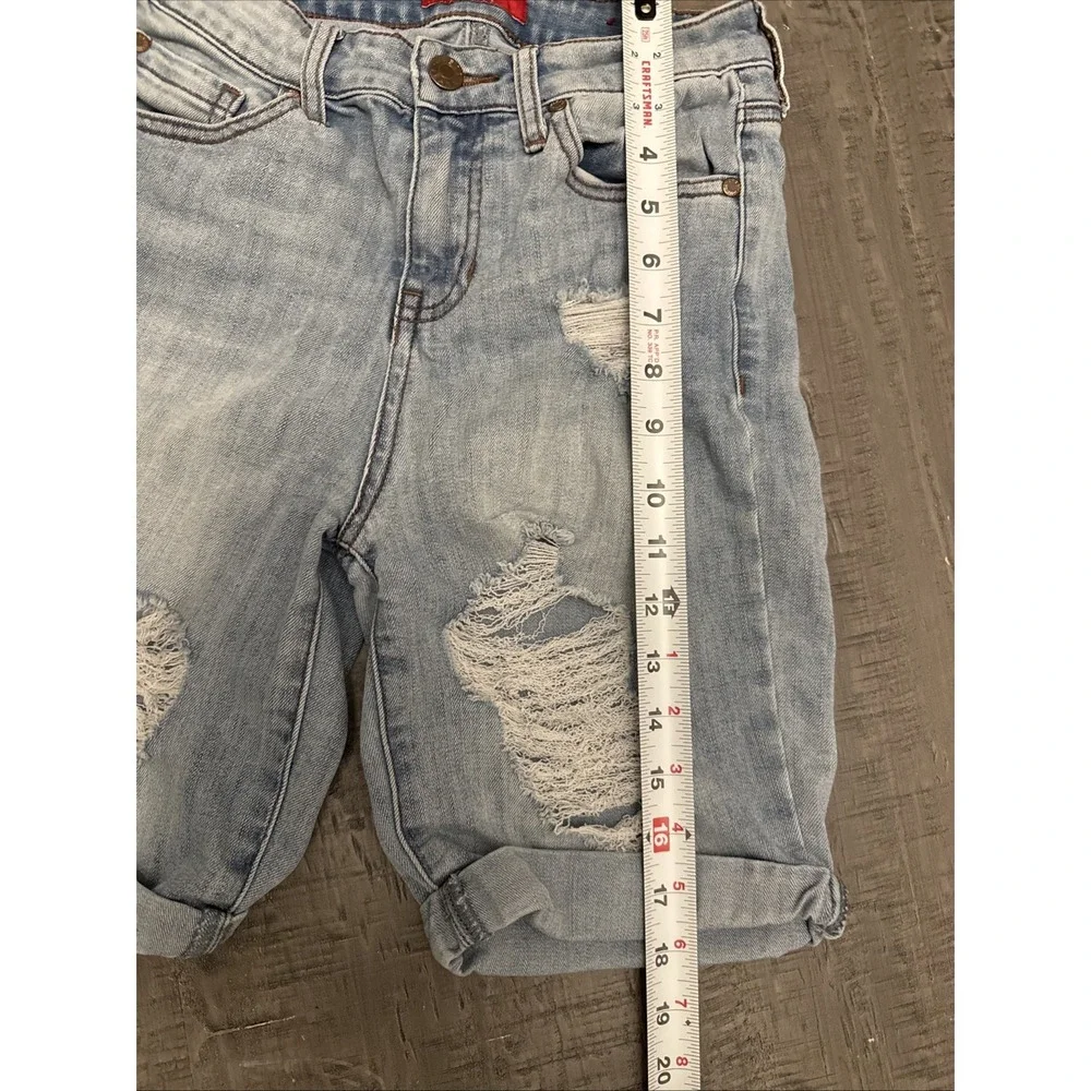 Guess Shorts Womens 25 Blue Jean Denim Distressed Long Length Cutoffs Y2K‎ 90s